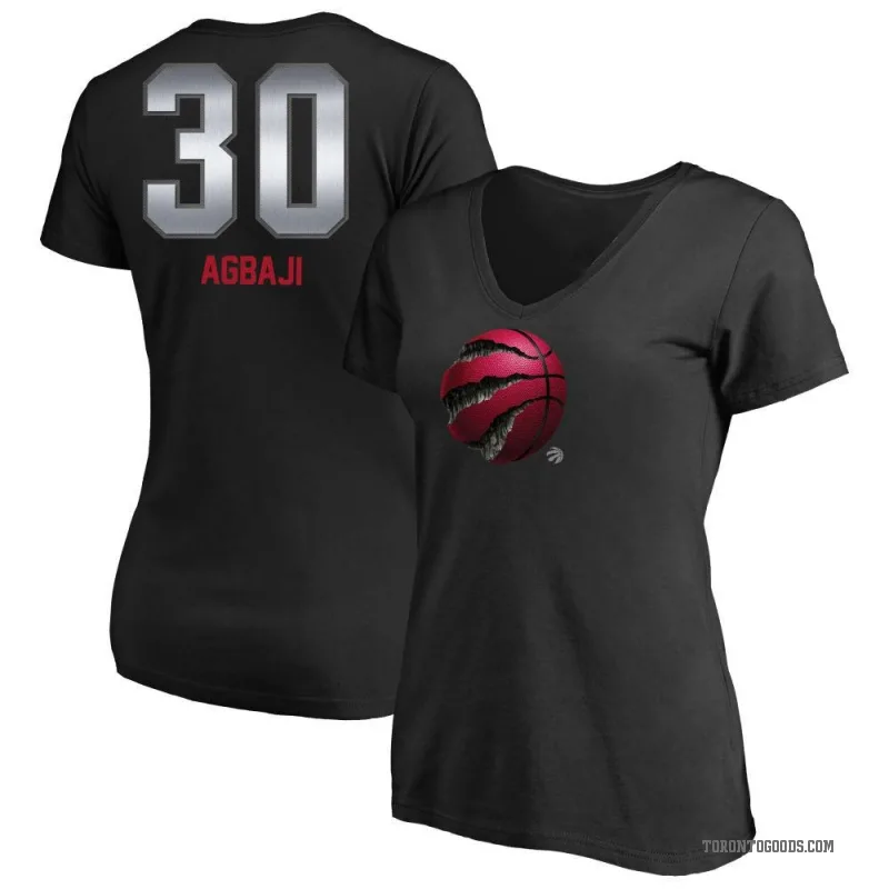 Ochai Agbaji Women's Black Toronto Raptors Midnight Mascot T-Shirt