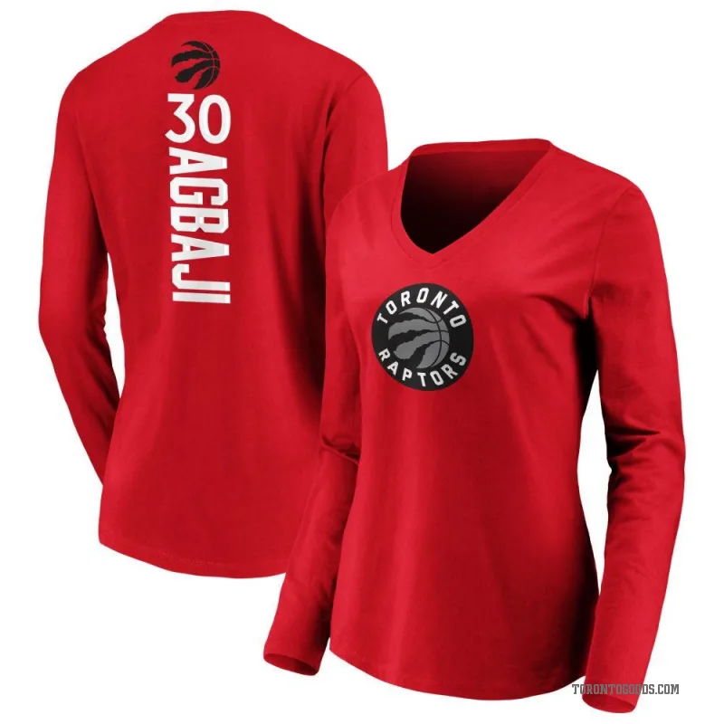 Ochai Agbaji Women's Red Toronto Raptors Backer Long Sleeve T-Shirt