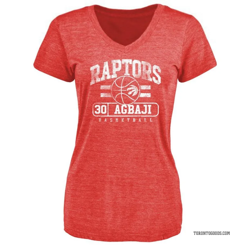 Ochai Agbaji Women's Red Toronto Raptors Baseline T-Shirt