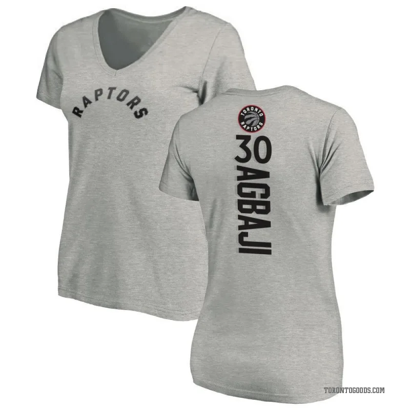 Ochai Agbaji Women's Toronto Raptors Ash Backer T-Shirt
